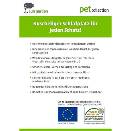 Sun Garden Luxus-Hundebett Lucky + Kissen 80x70x20cm grau