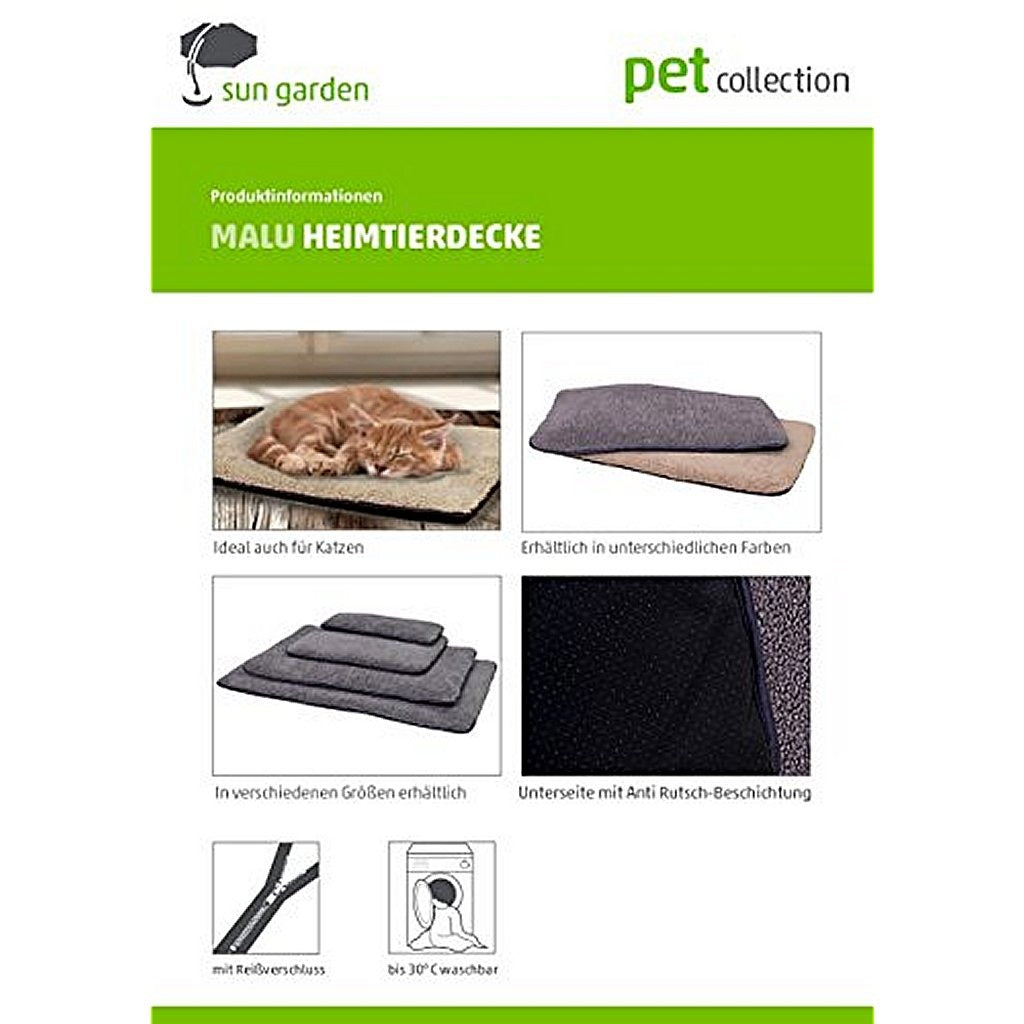 Sun Garden Malu Hundeteppich 68x54x5cm grau