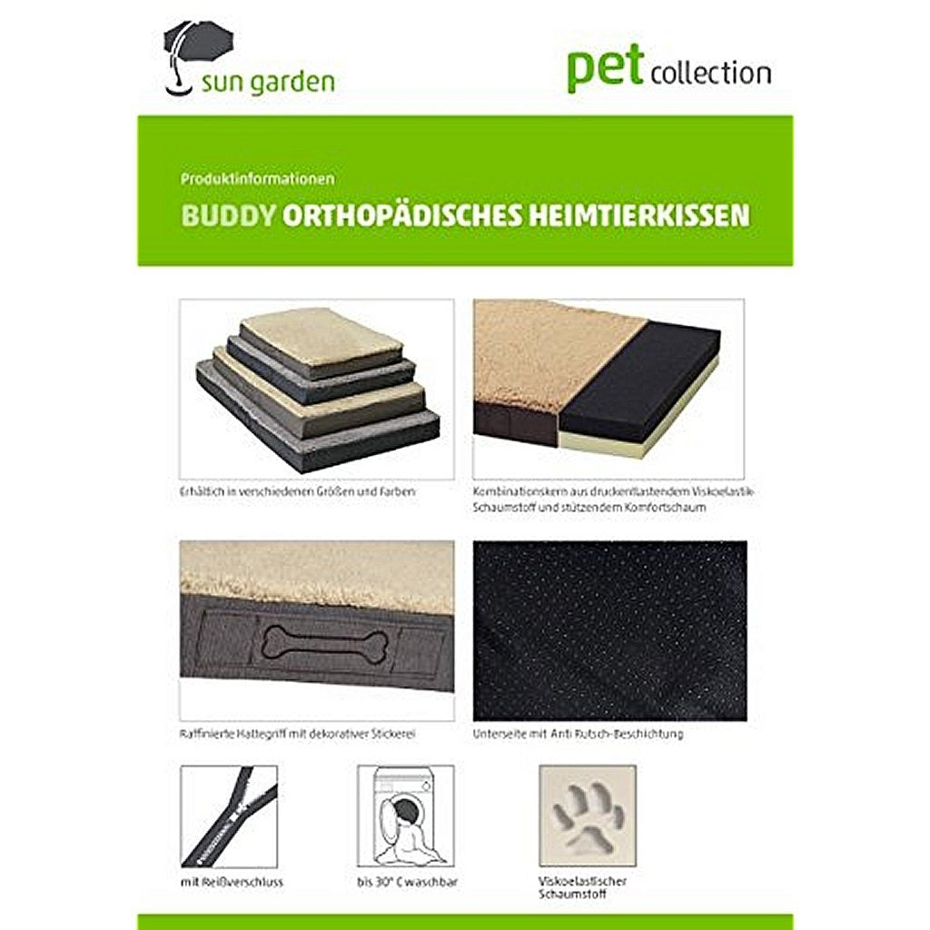 Sun garden sun garden buddy orthopedisch hondenkussen 72x50x8cm lichtgrijs gemeleerd