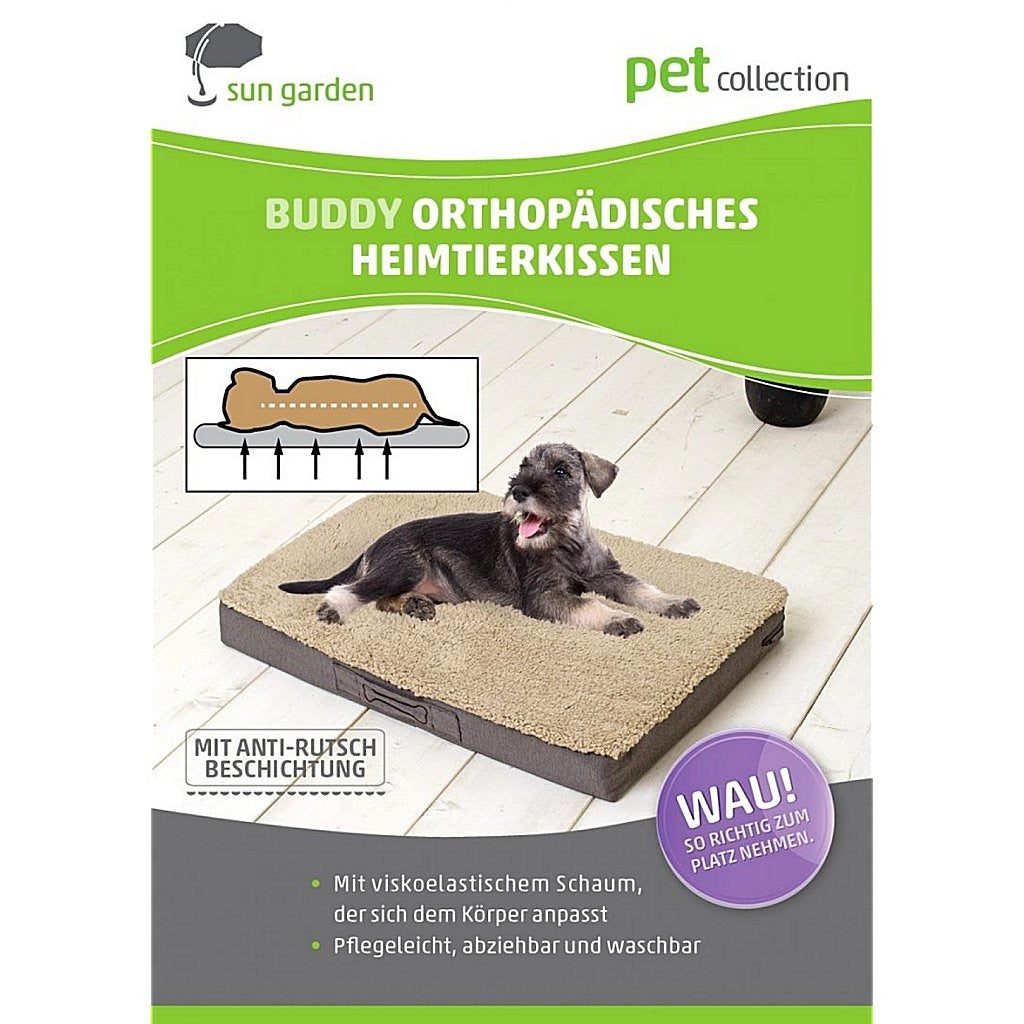 Sun garden sun garden buddy orthopedisch hondenkussen 120x72x10cm lichtgrijs gemeleerd