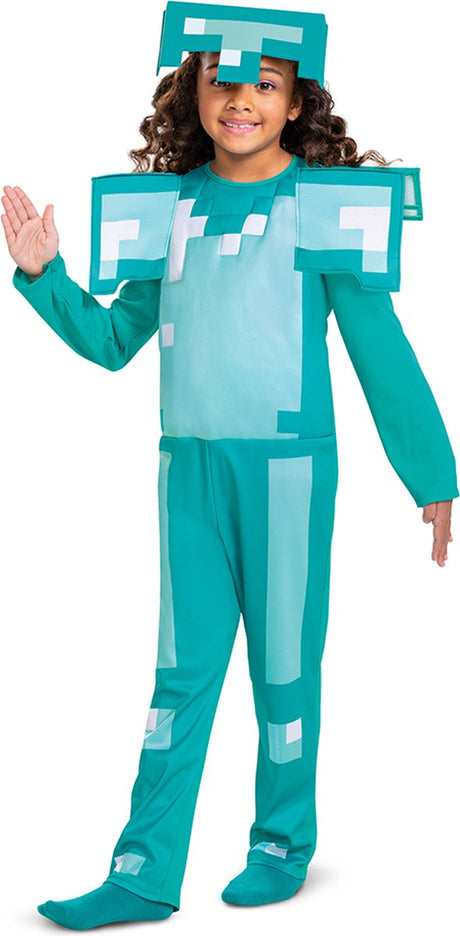 Verkleidung für Minecraft (Mojang), Diamantrüstung, Kostüm, Größe S (4–6 Jahre), Jungen