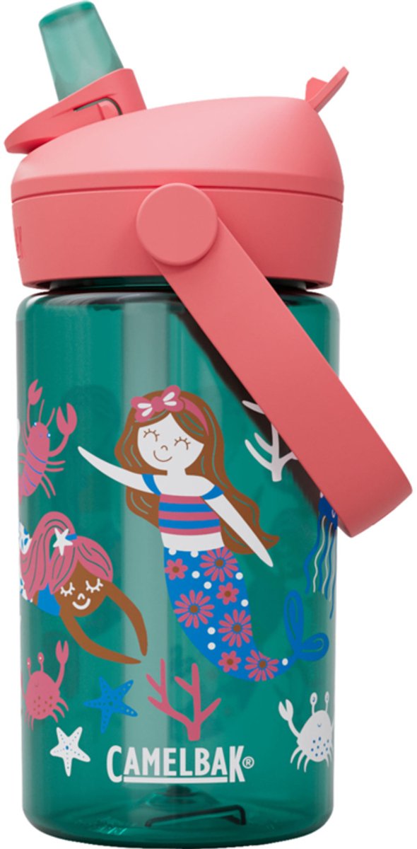 Camelbak Thrive Flip Straw Trinkflasche Kinder – 400 ml – mit Strohhalm – Wasserflasche – Grün (Meerjungfrauenfreunde)