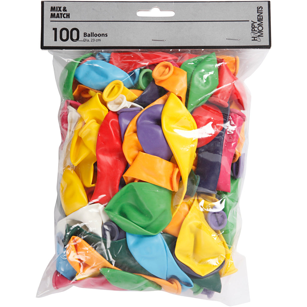 Creativ Company Luftballons, rund, D 23 cm, verschiedene Farben, 100 Stück 1 Box