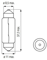 Bosma Lamp 12V-10W tube 11x38