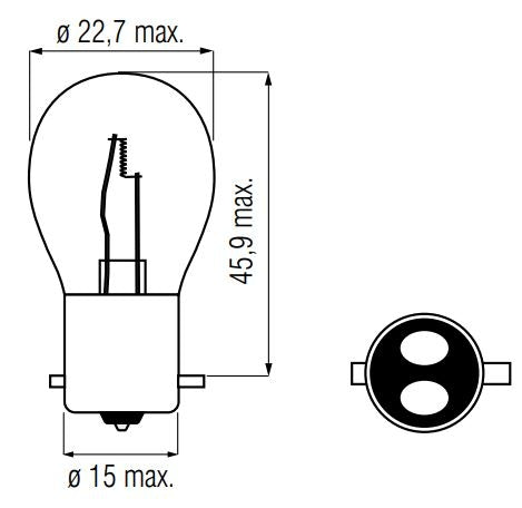 Bosma Lamp 12V-21 5W Bay15D Red