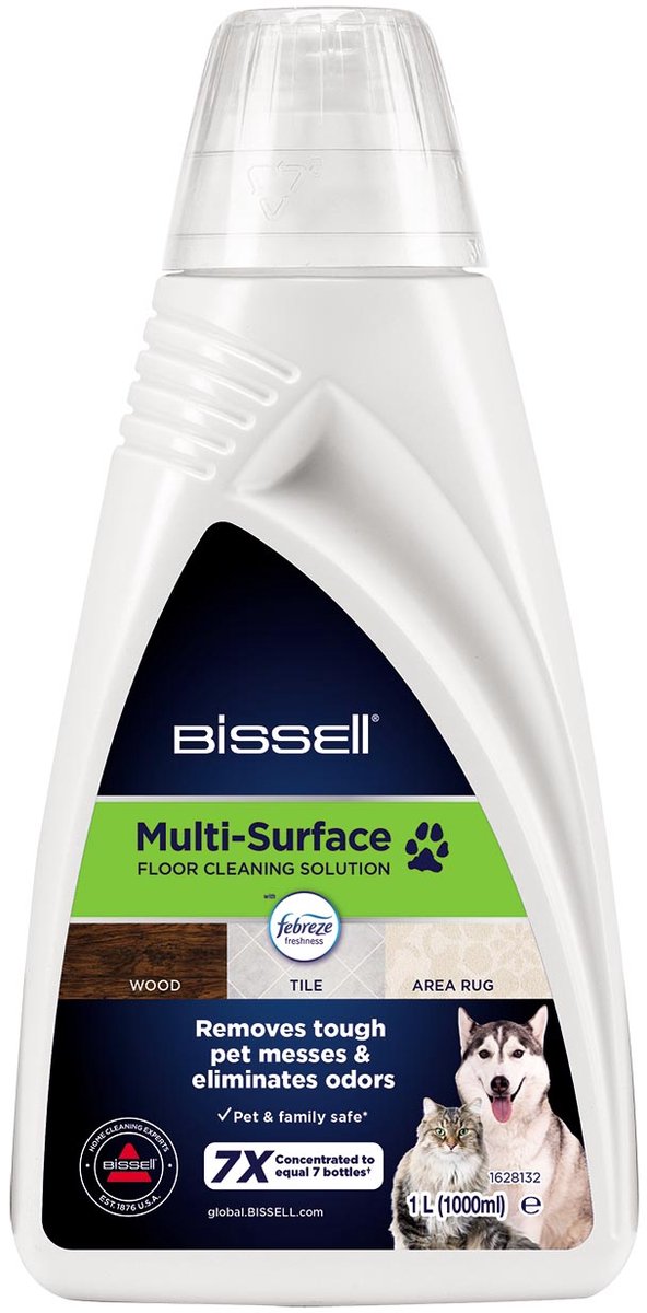 Bissell multi-surface pet vloerreinigingsmiddel 1l - geschikt voor crosswave spinwave - vloerreiniger met febreze - verwijdert huisdier vlekken en geuren - veilig voor tegels en hout - 2550