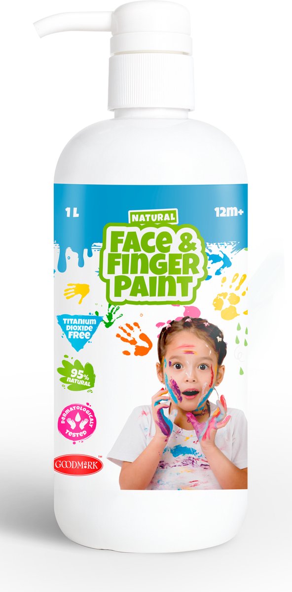 Boti natürliche Gesichts-Fingermalfarbe, Flasche mit Pumpe – weiß, 1 l