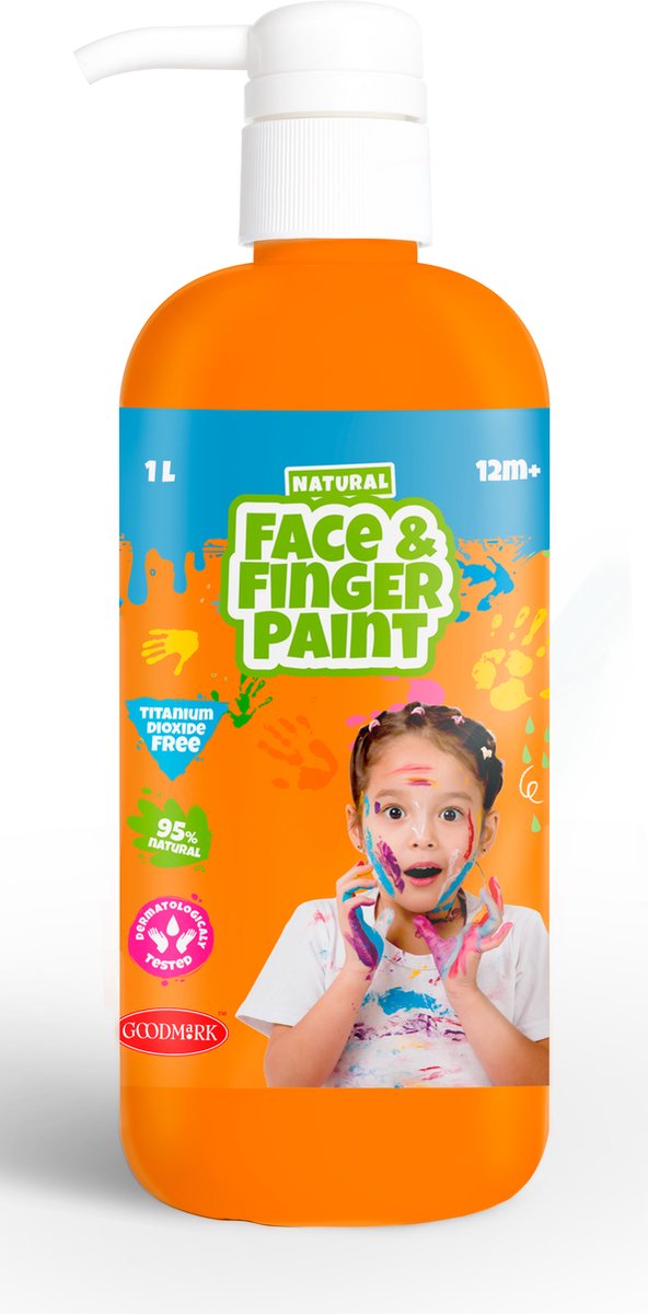 Boti natürliche Fingerfarben-Gesichtsflasche mit Pumpe – Orange, 1 l