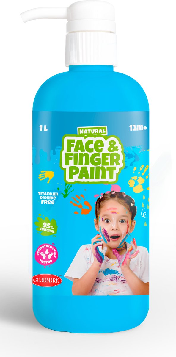Boti natürliche Fingerfarben-Gesichtsflasche mit Pumpe – blau, 1 l