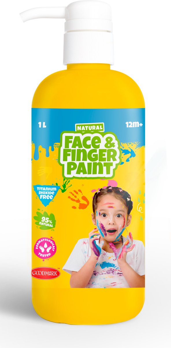 Boti natürliche Fingerfarben-Gesichtsflasche mit Pumpe – gelb, 1 l