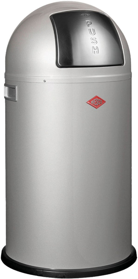 Wesco Pushboy Abfallbehälter | 50 Liter | Metall - Silber | Mülleimer - hergestellt in Deutschland