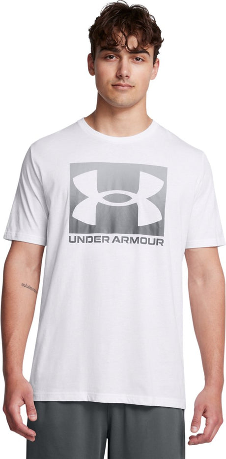 Under Armour UA M Boxed Sports Update SS-WHT Herren-Sportshirt – Weiß – Pechgrau