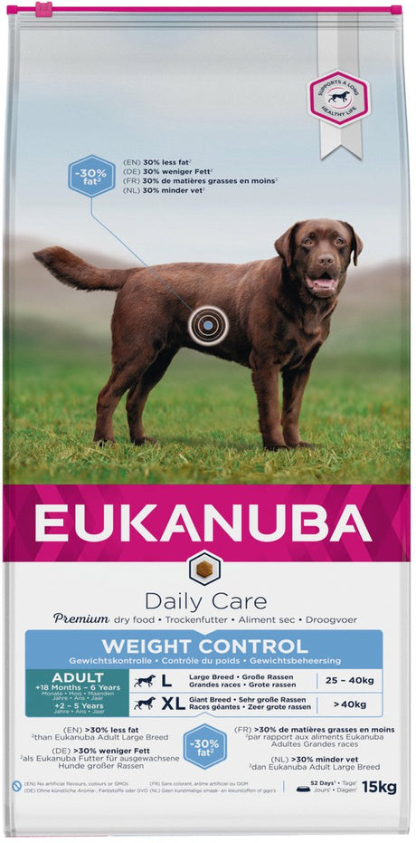 Eukanuba Hund ausgewachsener großer Rasse – Gewichtskontrolle – Huhn – 15 kg