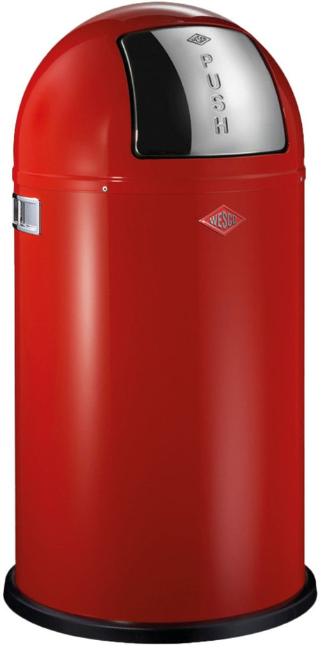 Wesco Pushboy Abfallbehälter | 50 Liter | Metall - rot | Mülleimer - hergestellt in Deutschland