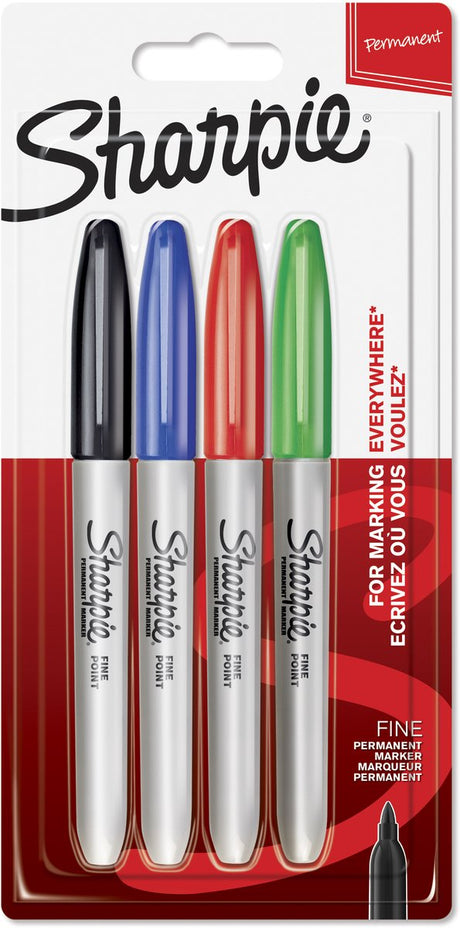 Sharpie Permanentmarker | feiner Punkt | schwarze, blaue, rote und grüne Tinte | 4 Stück