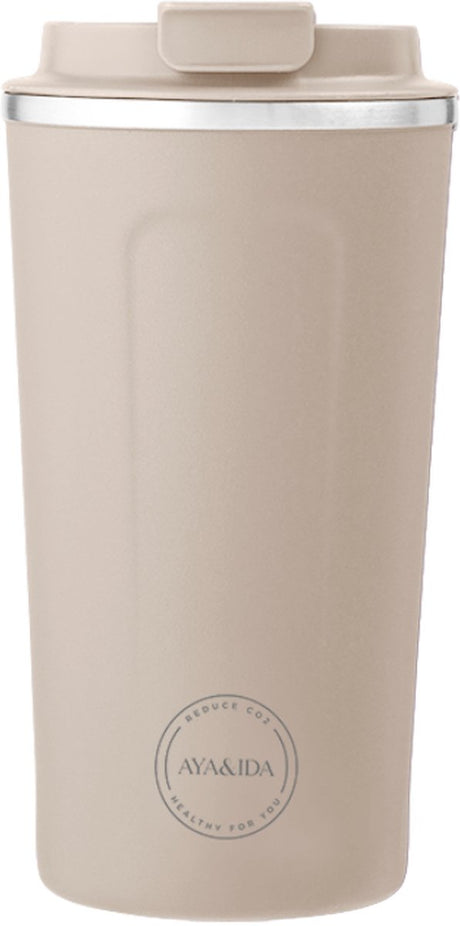 Aya ida aya ida - cup2go - Thermobecher - Kaffeebecher - Coffee to go - Reisebecher - zum Mitnehmen - 500ml - Cremebeige