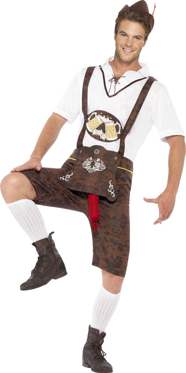 Vegaoo Lustiges Oktoberfest-Bayerisches Lederhosenkostüm für Herren | Größe m