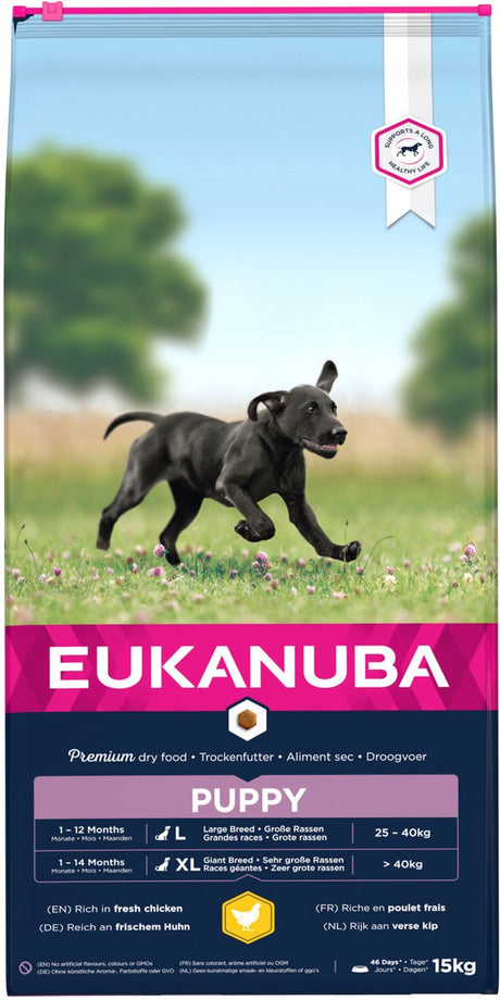 Eukanuba heranwachsender Welpe – Trockenfutter für Hunde – große Rassen – Huhn – 15 kg