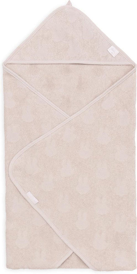 Jollein x nijntje - badcape badstof 75x75cm - baby handdoek met badcape, omslagdoek, badponcho miffy jacquard - nougat