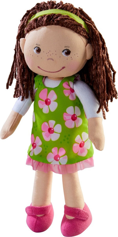 Haba Kuscheltierpuppe Coco Grün Rosa 30 cm