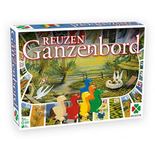 Selecta Taktik Riesengansbrett – klassisches Brettspiel im Extragroßformat – inklusive Spielbrett, Holzgänse und Würfel – ab 5 Jahren