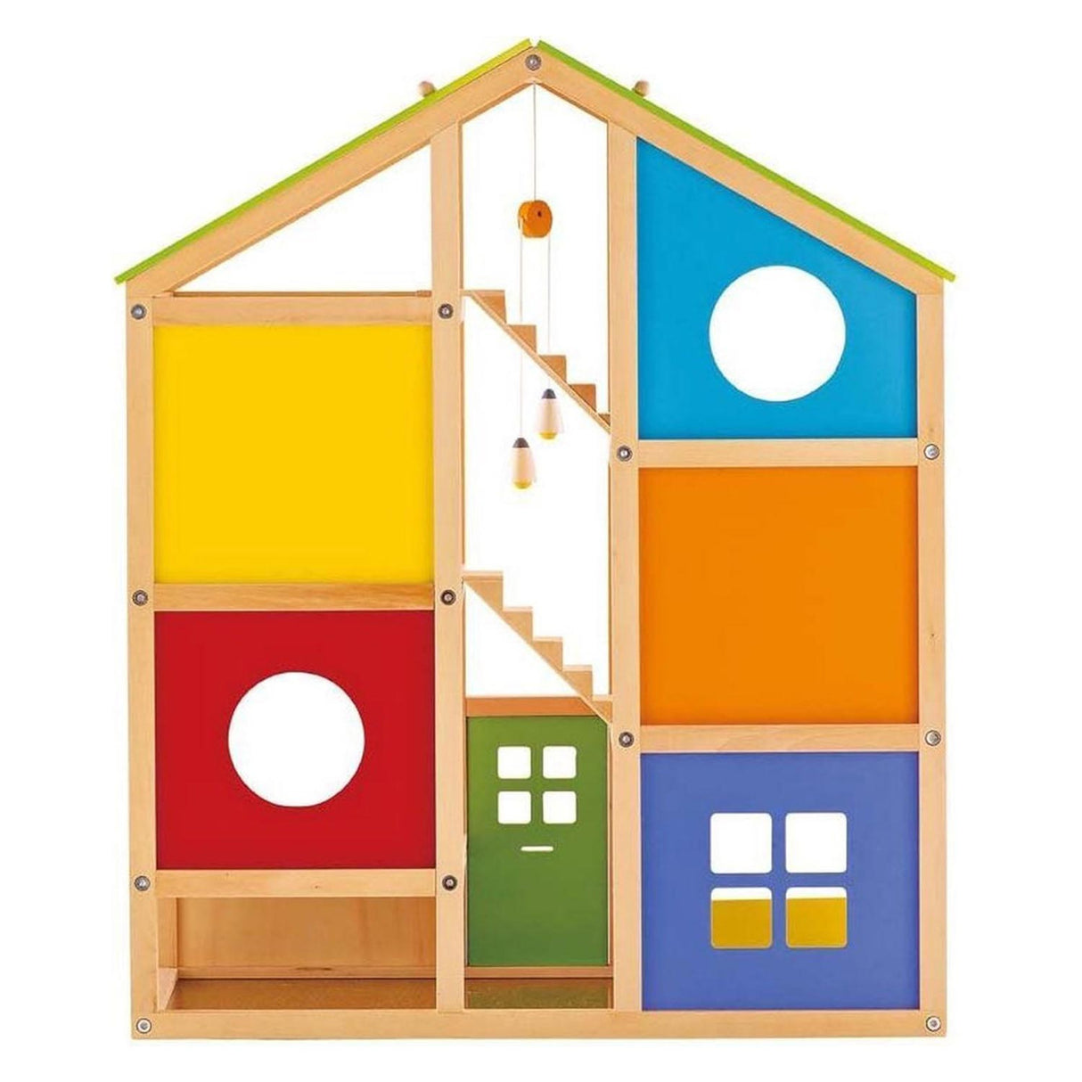 Hape Wooden 4 temporadas Dollhouse con muebles