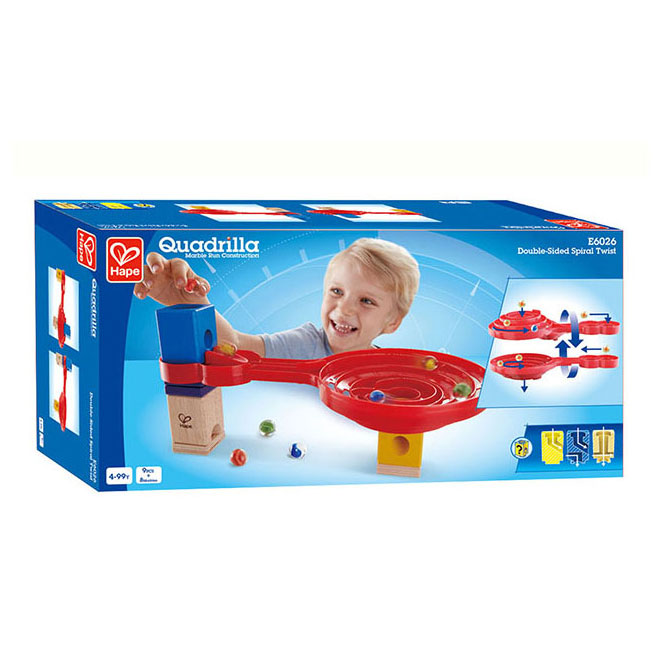 Hape Quadrilla doppelseitige Spiral-Twist-Kugelbahn. 9 Stk.