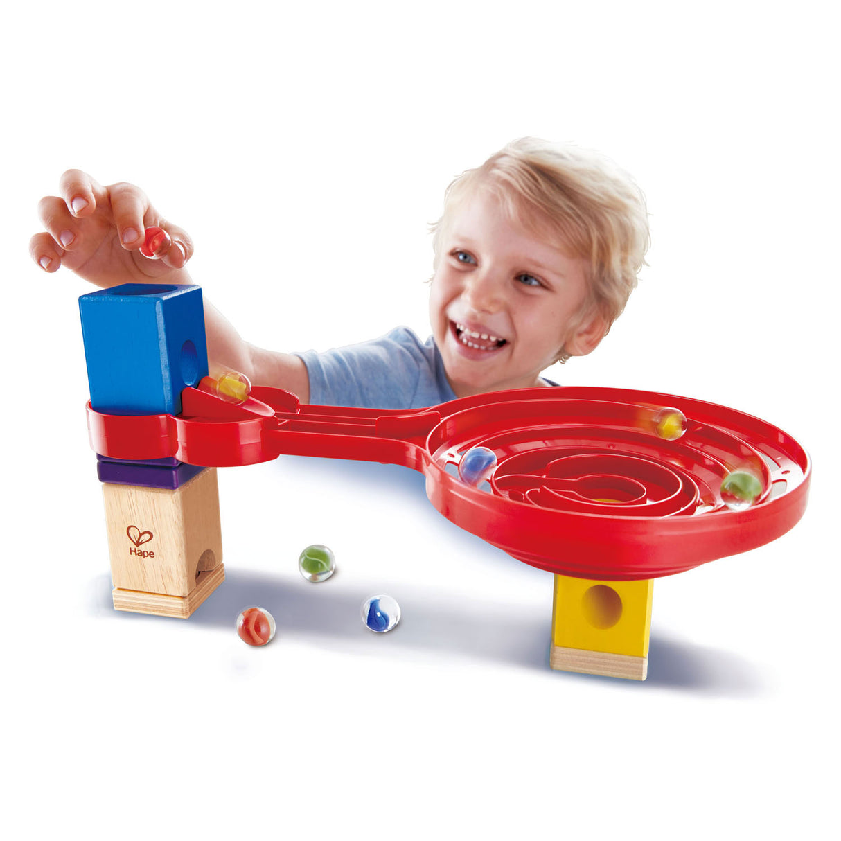 Hape Quadrilla doppelseitige Spiral-Twist-Kugelbahn. 9 Stk.