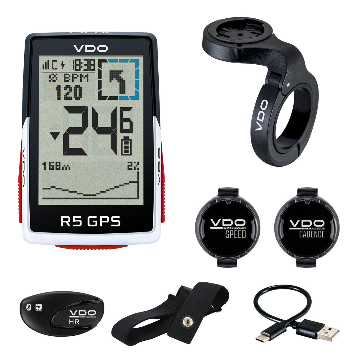 VDO Bicycle Computer R5 GPS Conjunto CAD Velocidad