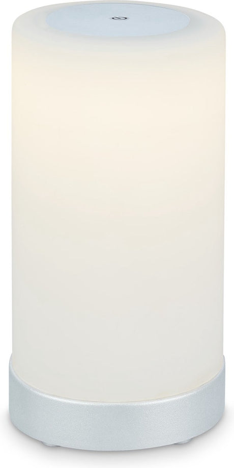 Briloner - Lama - Akku-LED-Tischleuchte - dimmbar - Glas-LED-Tischleuchte - kabellos - Touch-Funktion - 3.300 K - Warmweiß - Chrom mattweiß - 245 x 125 mm (HxT)