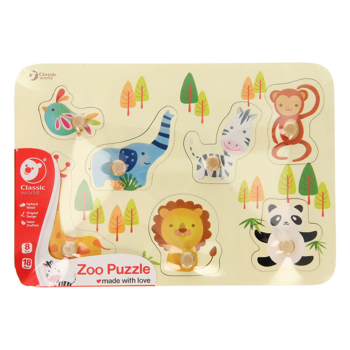 Classic World Holz-Studenpuzzle Wilde Tiere, 7-tlg.