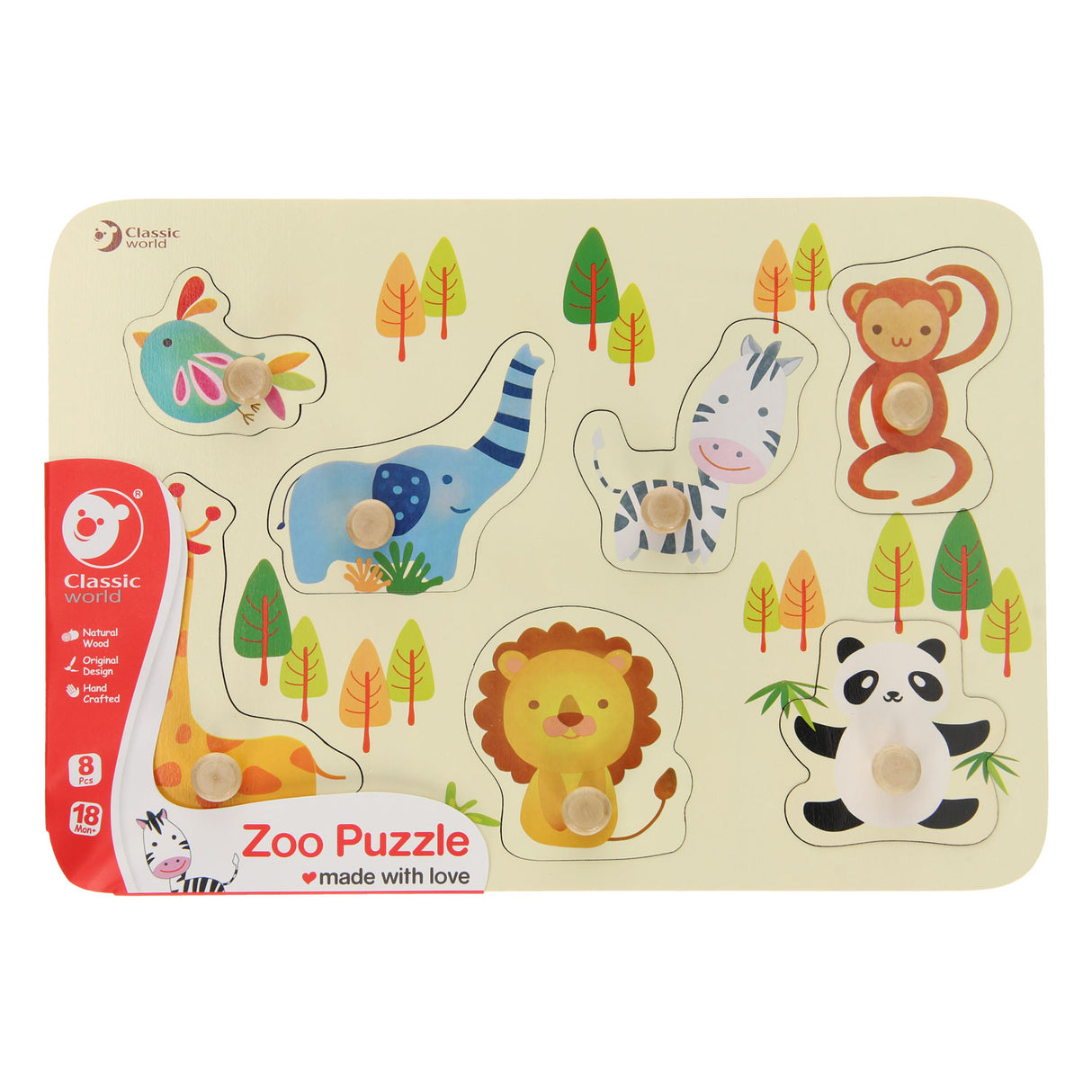 Klasický svět World World Wooden Nick Puzzle Wild Animals, 7st.