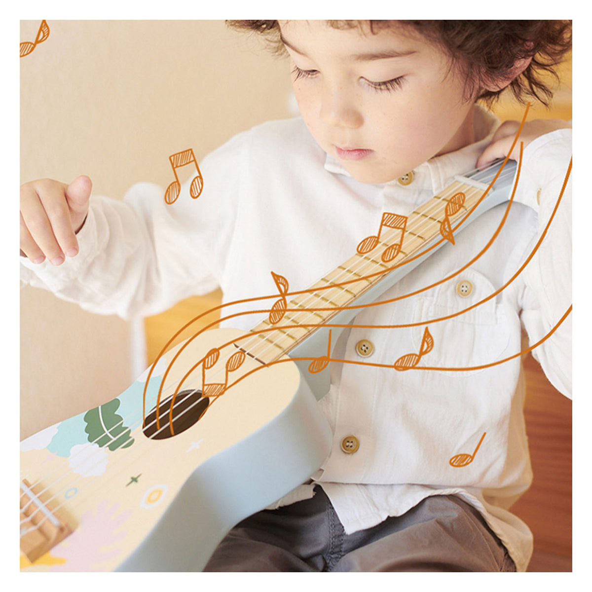 Classic World Holz-Ukulele-Gitarre für Kinder blau – uni