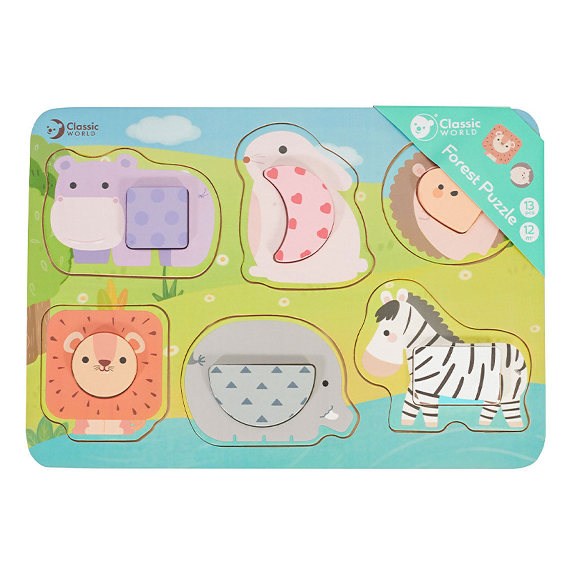 Classic World Holzpuzzle Wilde Tiere, 13 Teile.