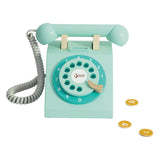 Classic World World Retro-Telefon aus Holz, Türkis