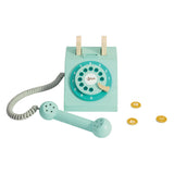 Classic World World Retro-Telefon aus Holz, Türkis