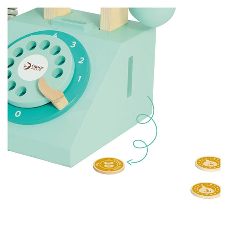 Classic World Retro-Telefon aus Holz, türkis