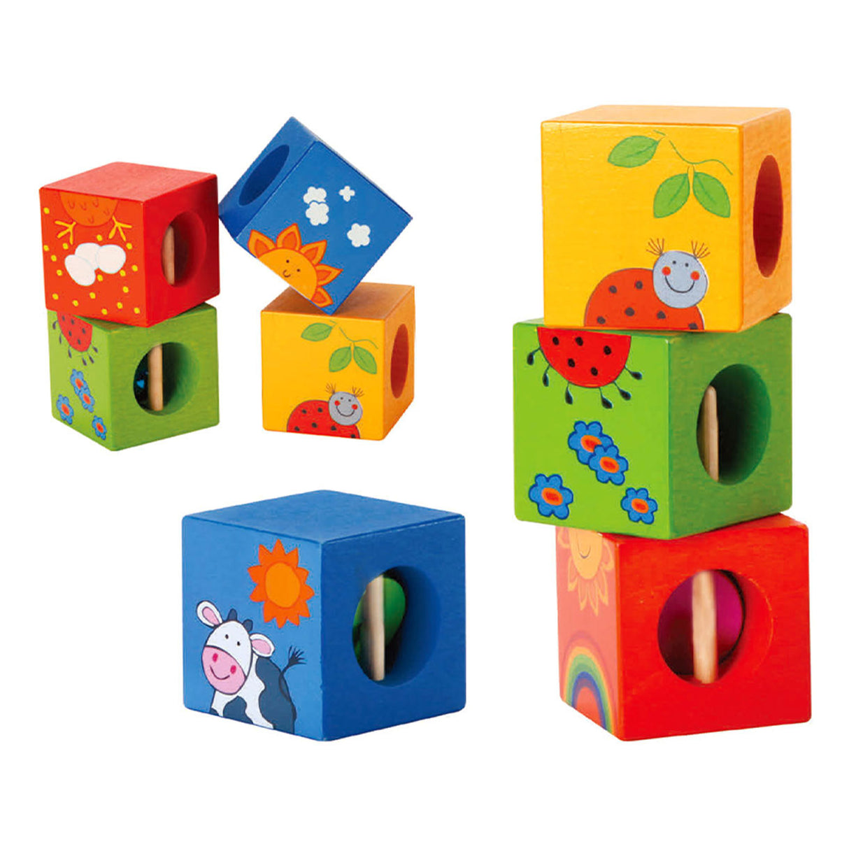 Classic World World Wooden Discovery Blocks, 4st.