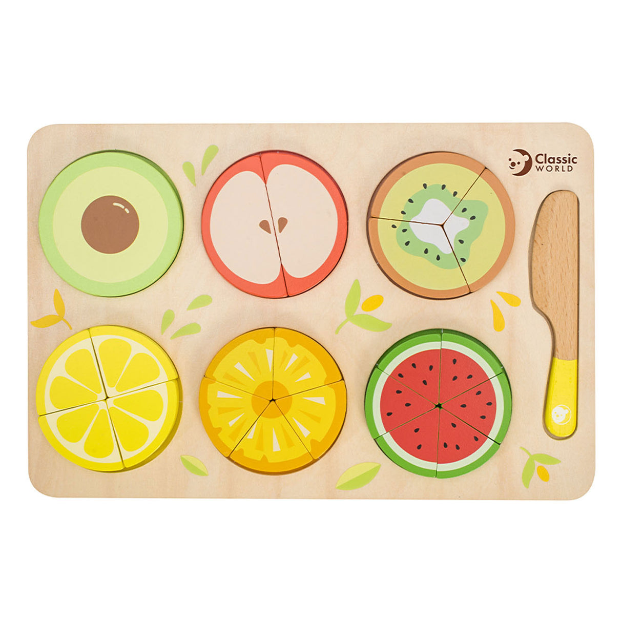 Classic World World Houten Fruit Puzzel Breuken, 22dlg.