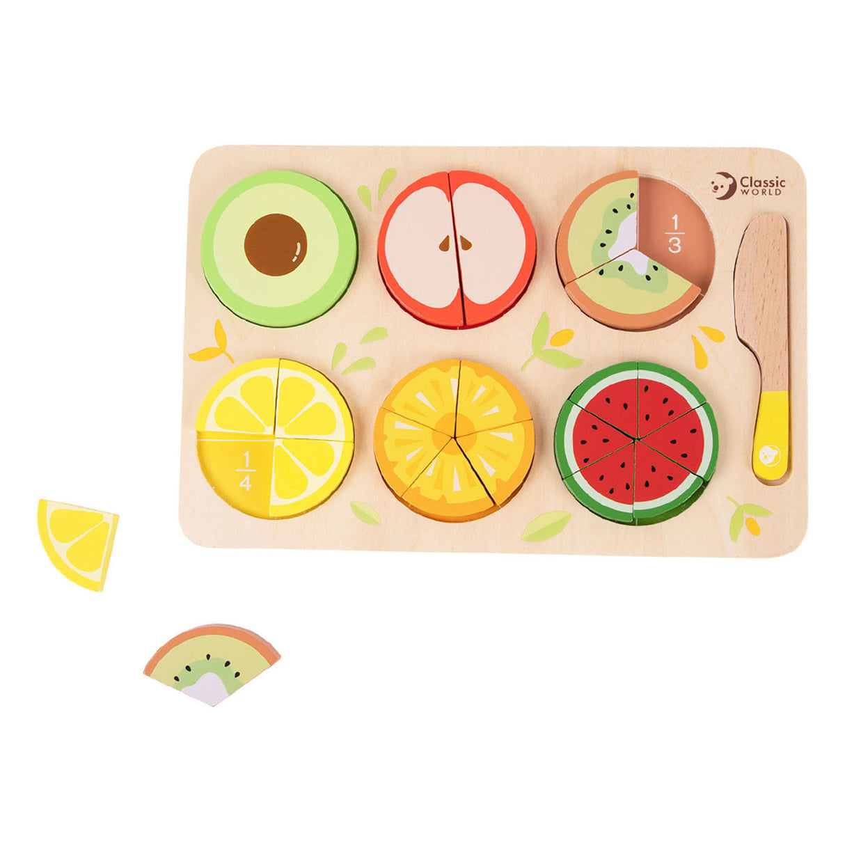 Classic World World Houten Fruit Puzzel Breuken, 22dlg.