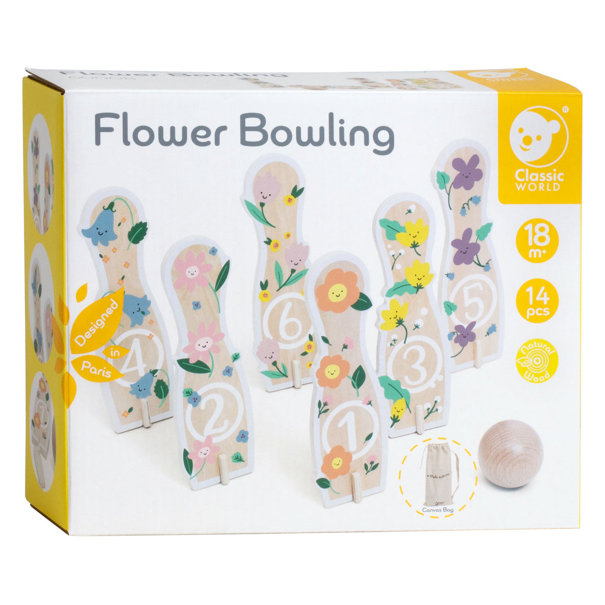 Klasický světový světový dřevěný bowlinget Flowers, 14DLG,