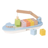 Classic World World Wood Block Boat with Tap, 13DLG.