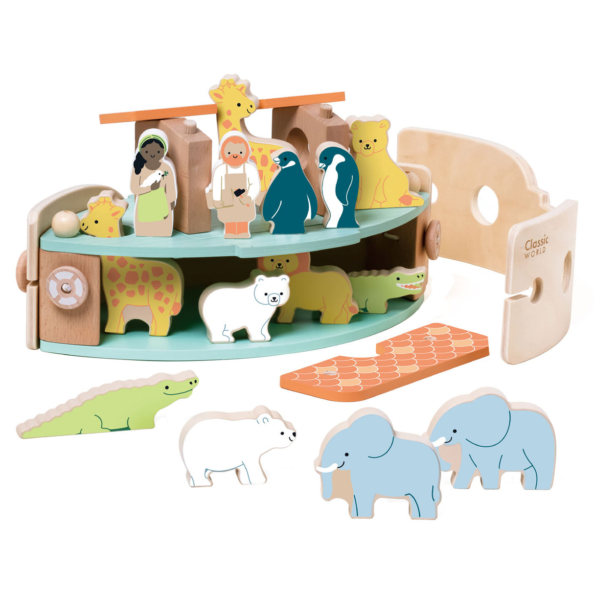 Classic World World Wooden Noah's Ark Bouwset with Animals, 16DLG.