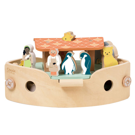 Classic World Bootsbauset „Arche Noah“ aus Holz mit Tieren, 16-teilig.