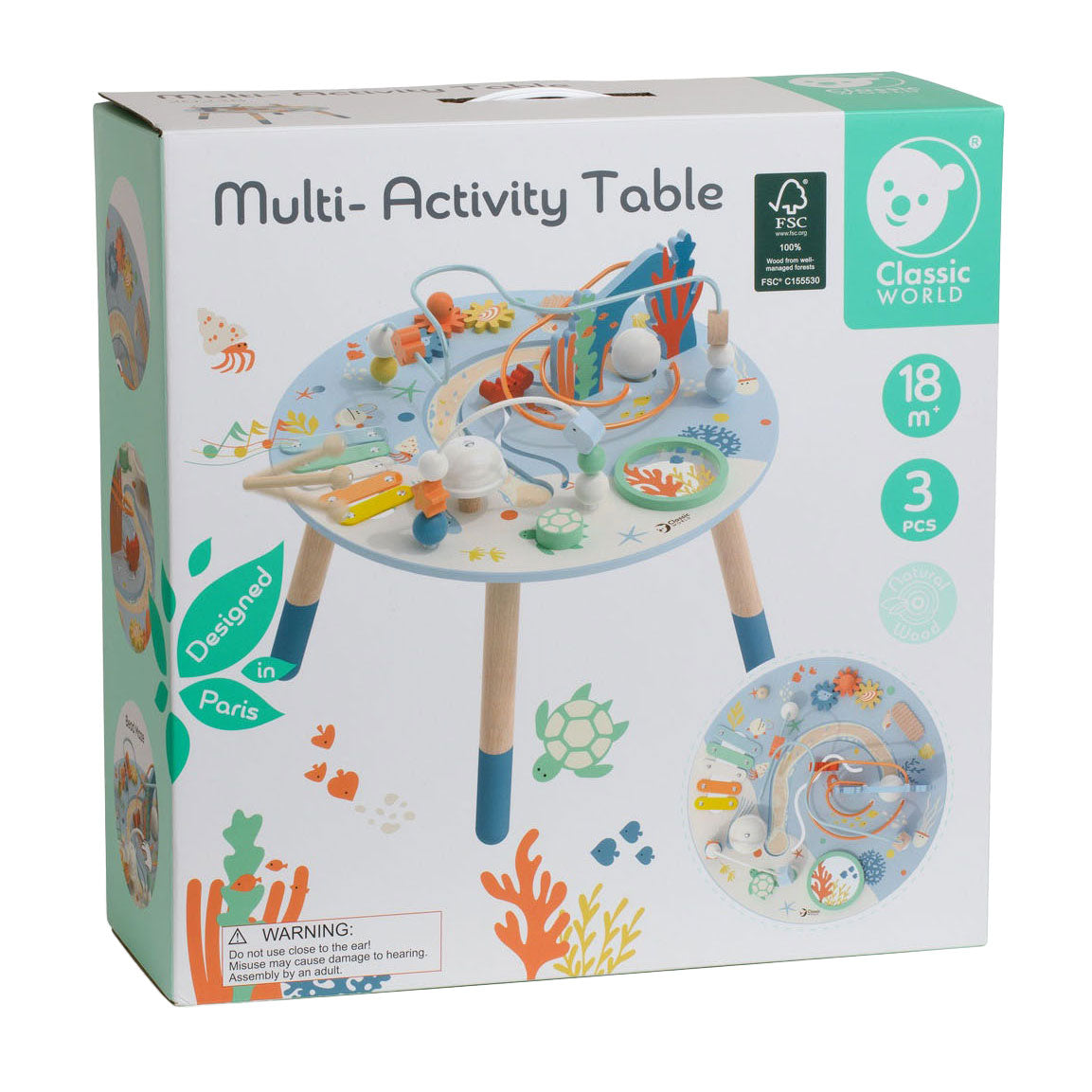 Klassisk World World Wood Activity Table Underwater World, 3dlg.