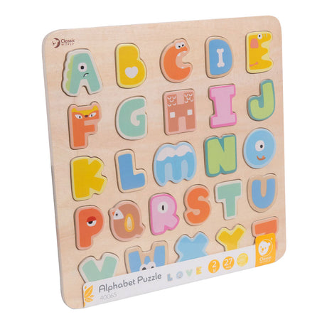 Klassisches Welt-Alphabet-Puzzle aus Holz, Lernspielzeug, 27 Teile.