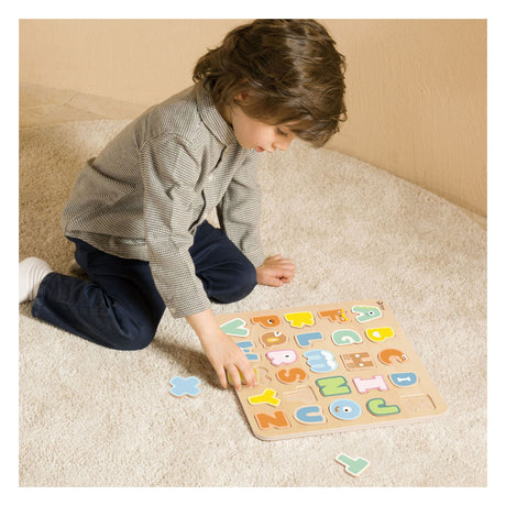 Klassisches Welt-Alphabet-Puzzle aus Holz, Lernspielzeug, 27 Teile.