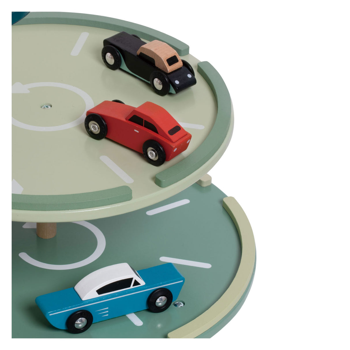 Classic World Vintage-Garagenspielzeug aus Holz mit Autos und Aufzug, 11-teilig.