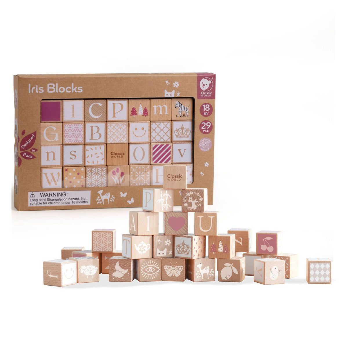 Blocs d'iris en bois classiques en bois, 29dlg.