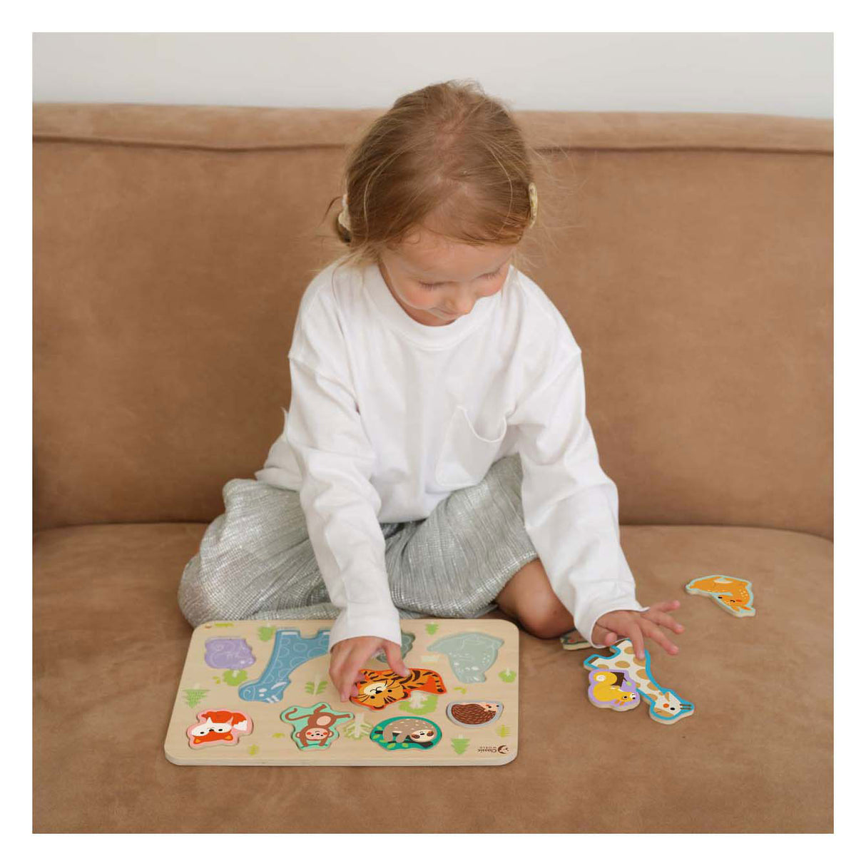 Klassisches Welt-Holztier-Puzzle, Lernspielzeug, 10 Teile.